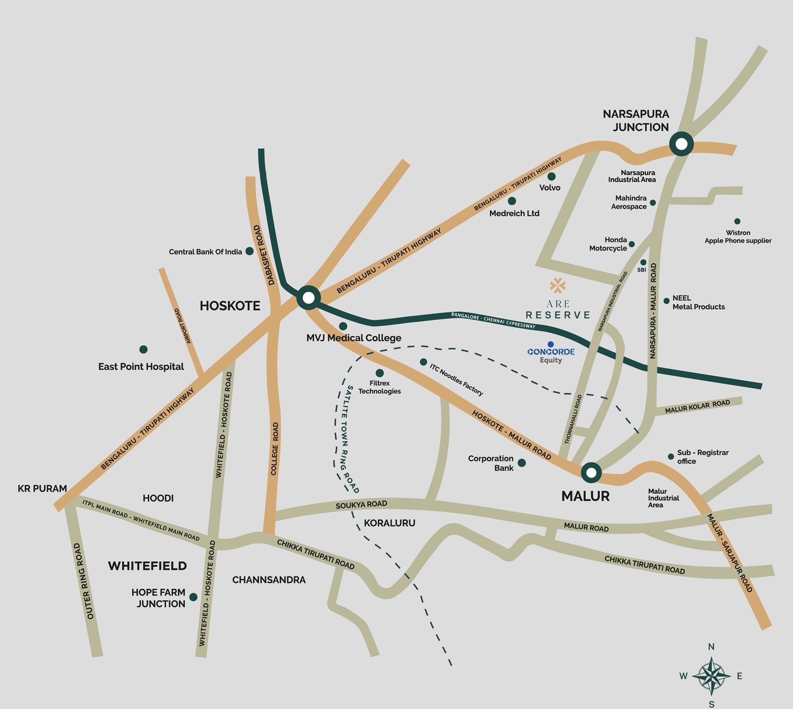 ARE Reserve location map with nearby landmarks